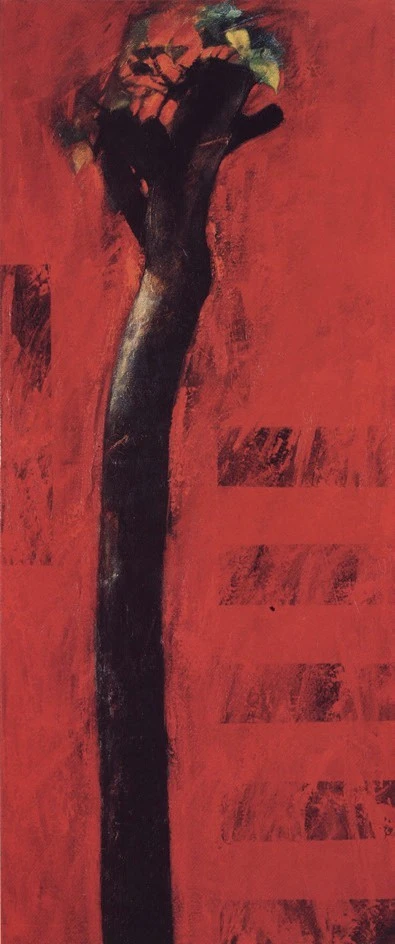 《路見菩提（四）》，1993，油彩、畫布，145 x 60 cm-圖片