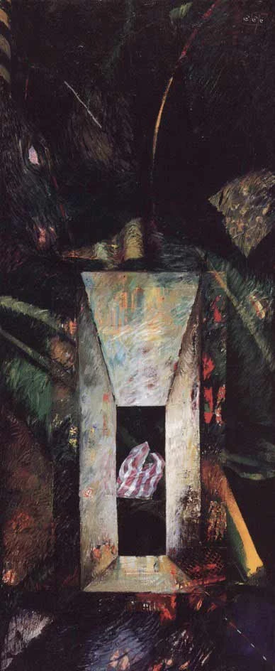 《飄浮的塑料袋》，1993，油彩、畫布，145 x 60 cm-圖片