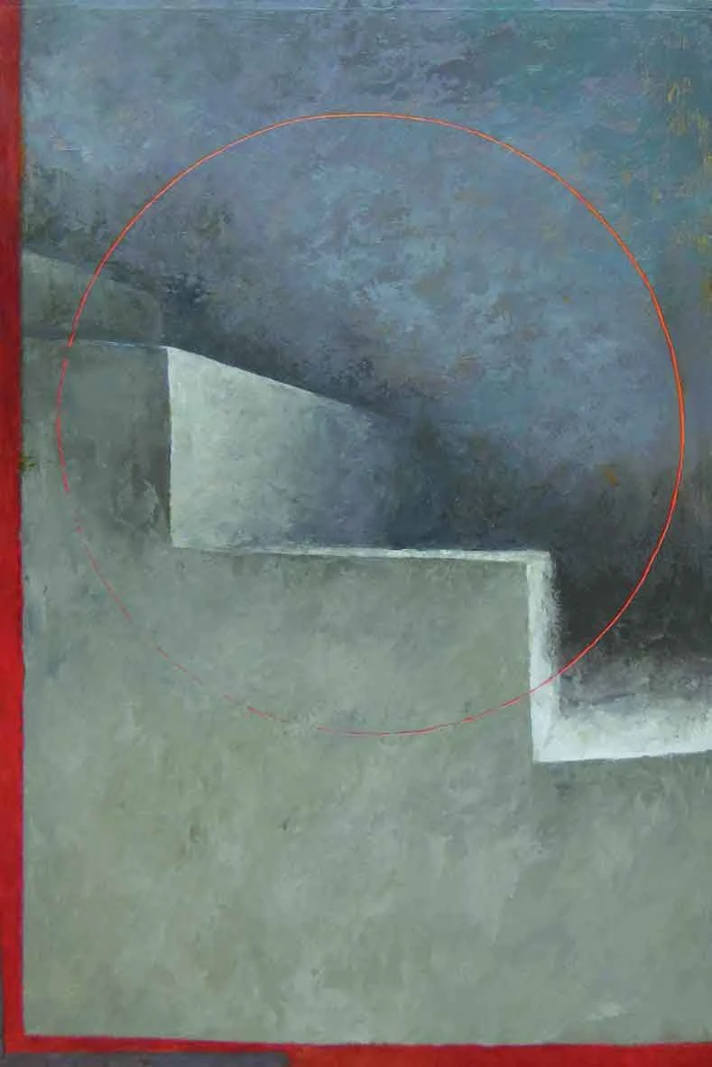 《石階上的腳步》，2016，油彩、木，90.5 x 60.5 cm-圖片