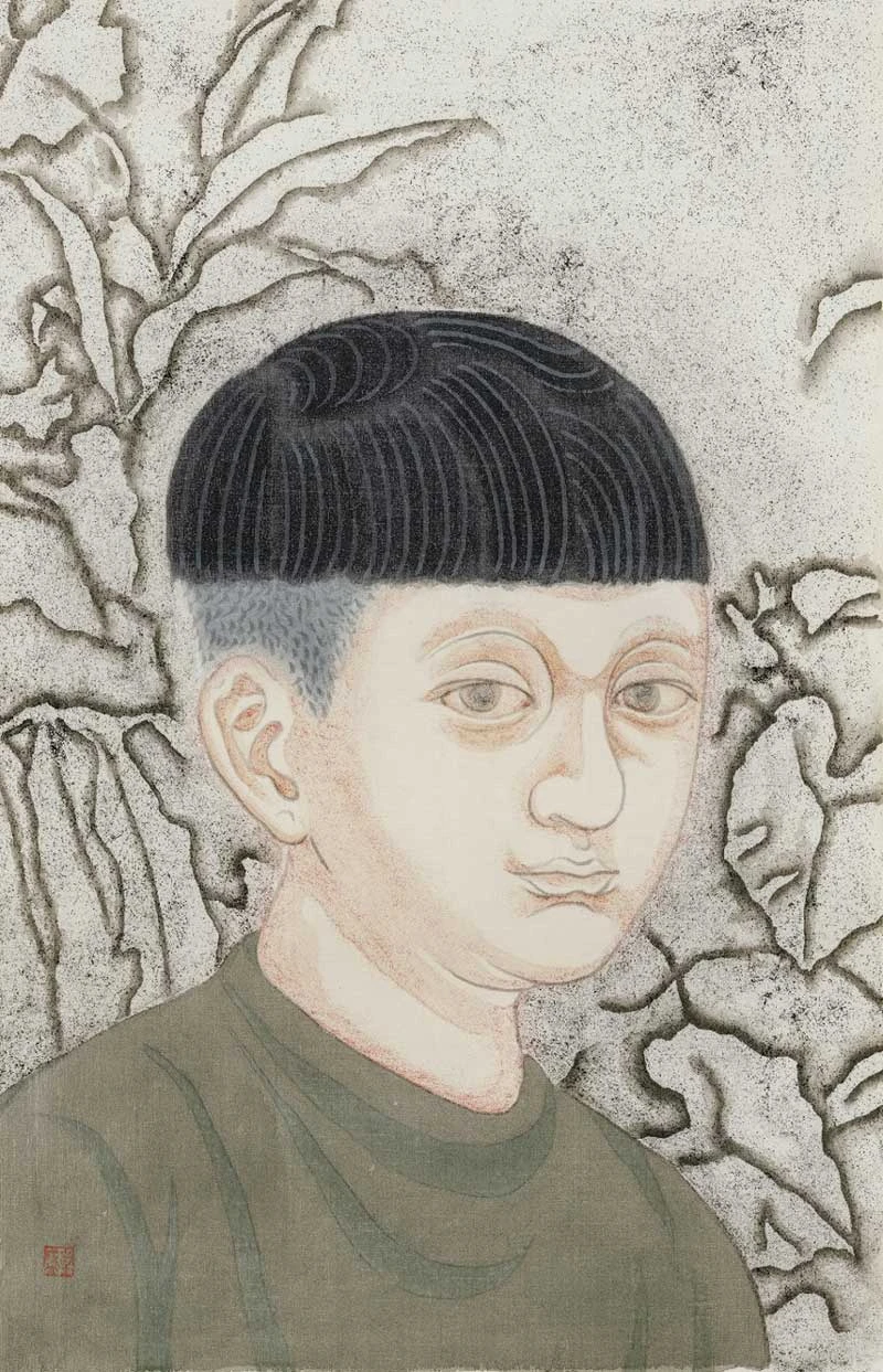 蘇煌盛，《Men》，2021，礦物顏料、墨、絹，33×21公分-圖片