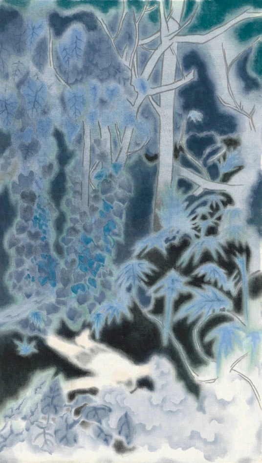 蘇煌盛，《風景之二十》，2021，礦物顏料、墨、絹，53×30公分-圖片