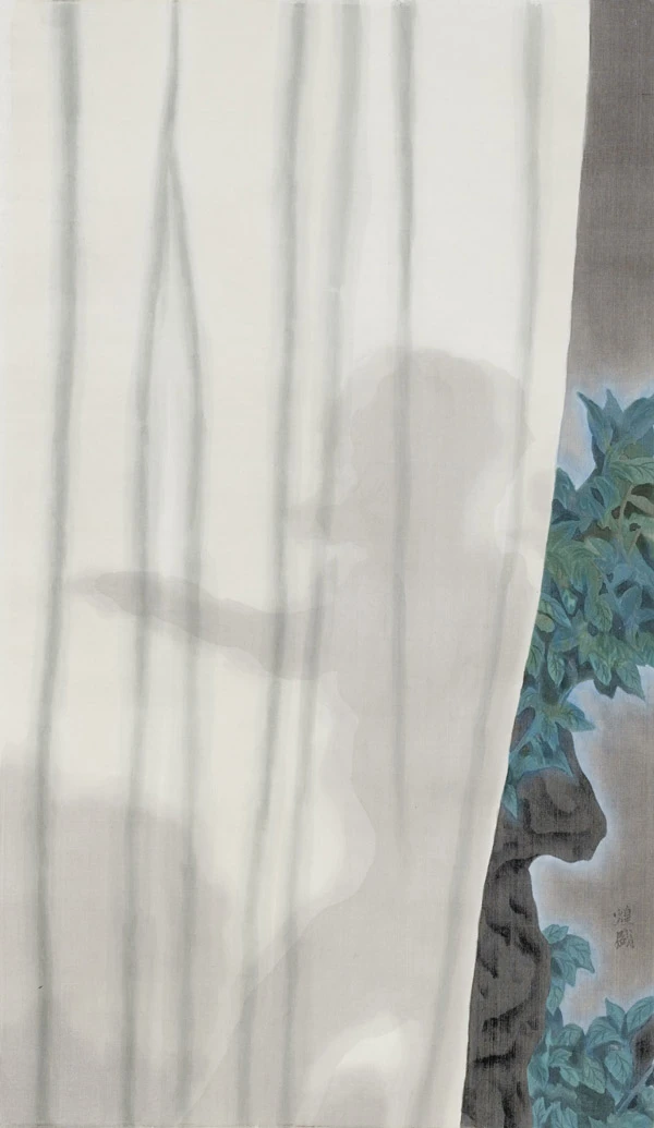 蘇煌盛，《影子之二》，2021，礦物顏料、墨、絹，53×31公分-圖片