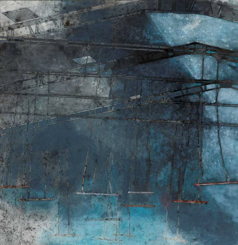 點擊觀看大圖-陳誼嘉,《螢光盪鞦韆》,2005,水干繪具、岩繪具、黑箔、紙本,122×122公分(x2),私人收藏 陳誼嘉,《螢光盪鞦韆》,2005,水干繪具、岩繪具、黑箔、紙本,122×122公分(x2),私人收藏-圖片