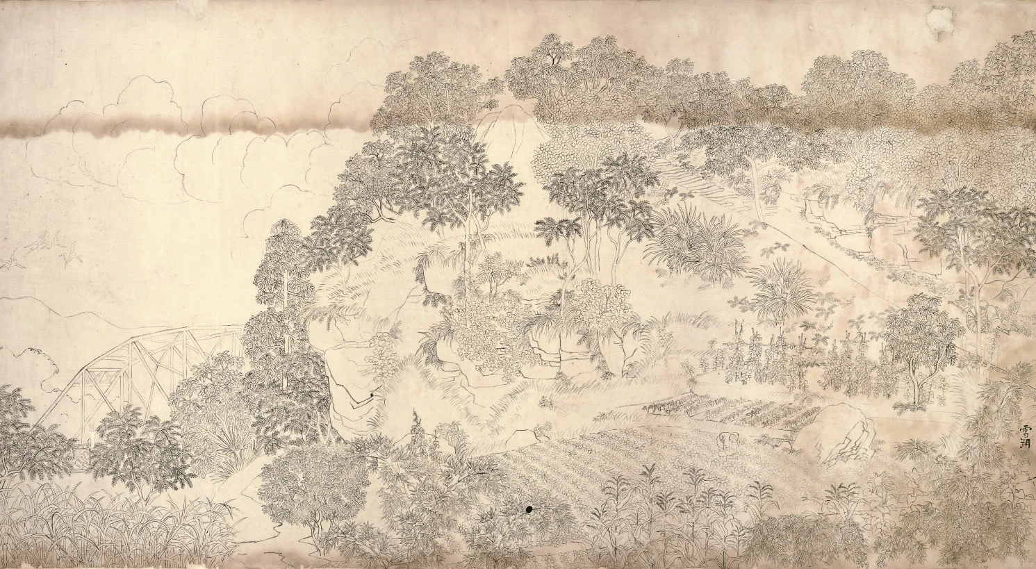 郭雪湖，《圓山附近》（底稿），墨、紙，1927。圖片來源：郭雪湖基金會提供-圖片