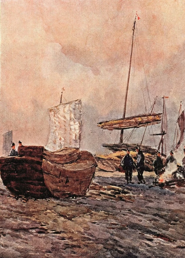 石川欽一郎，《遼河の岸》，約1907，刊載於《水繪雜誌》（みづゑ）28，1907.09。-圖片