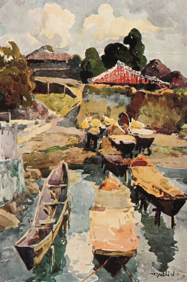 吉田博，《糸滿の刳舟》，約1912，刊載於《水繪雜誌》（みづゑ）87，1912.05。-圖片