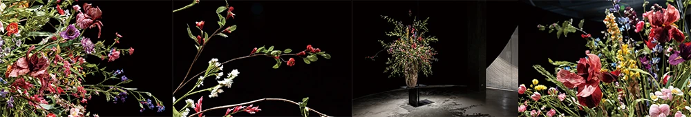 歐馬爾．米斯馬爾（Omar Mismar），《我的雙眼仍在流淚》（<i>Still My Eyes Water</i>）， 2025，天然織品、陶器、複合媒材， 160×80×80公分，藝術家版權所有，製作協力：詹玉瑛（英華藝術造花），由 2025台北雙年展委託製作。本作品承蒙Mrs. Naila Saadeh以及不具名贊助人慷慨支持，得以實現。2025台北雙年展現場；呂國瑋攝影。-圖片